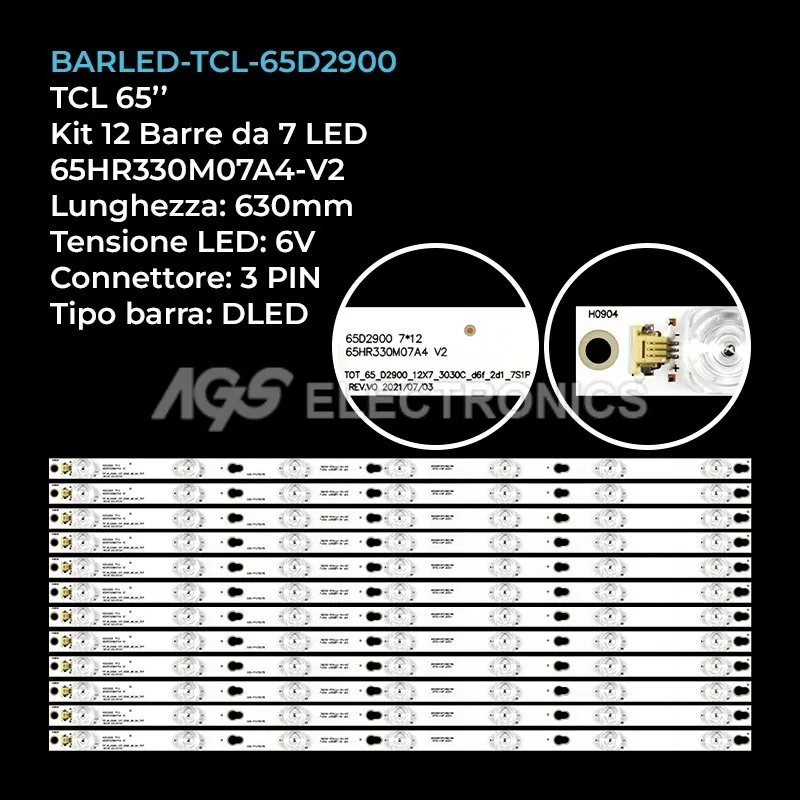 kit 12 barre LED retroilluminazione per TCL 65 pollici modello 65S423