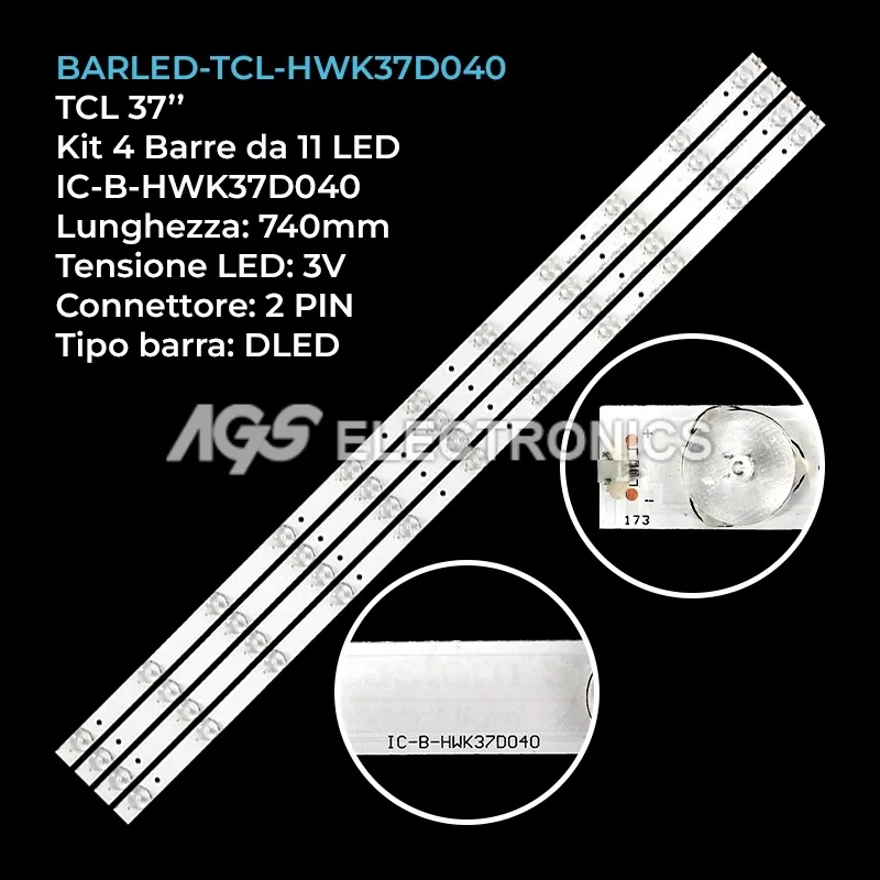 kit 4 barre LED retroilluminazione per TCL 37 pollici modello QXT37L31F