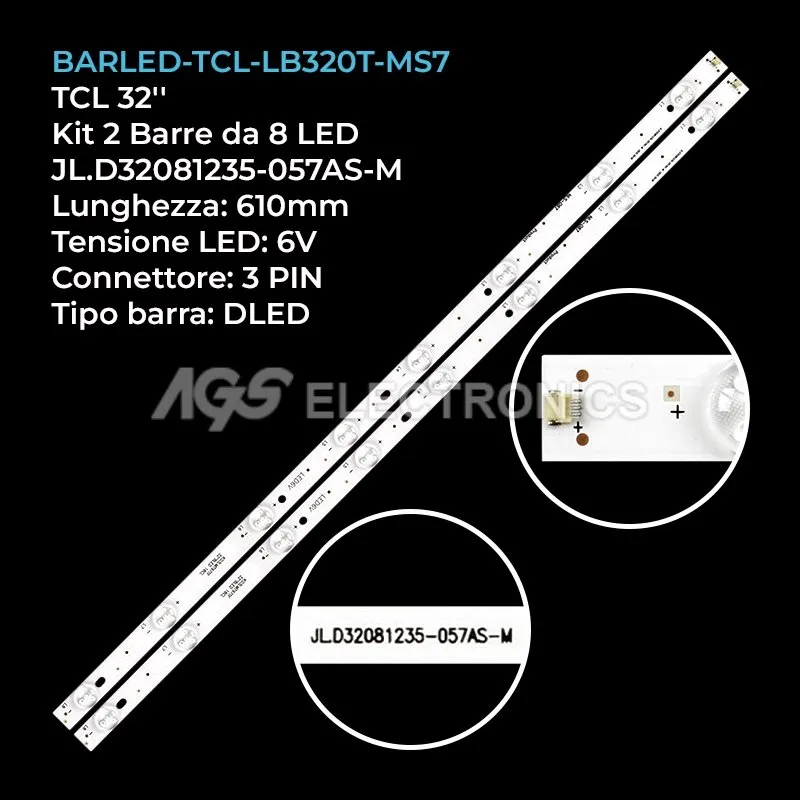kit 2 barre LED retroilluminazione per Thomson 32 pollici modello 32HS3003