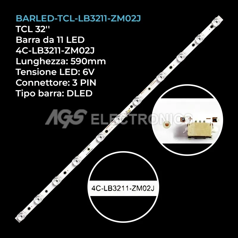 kit 1 barre LED retroilluminazione per TCL 32 pollici modello 32A265