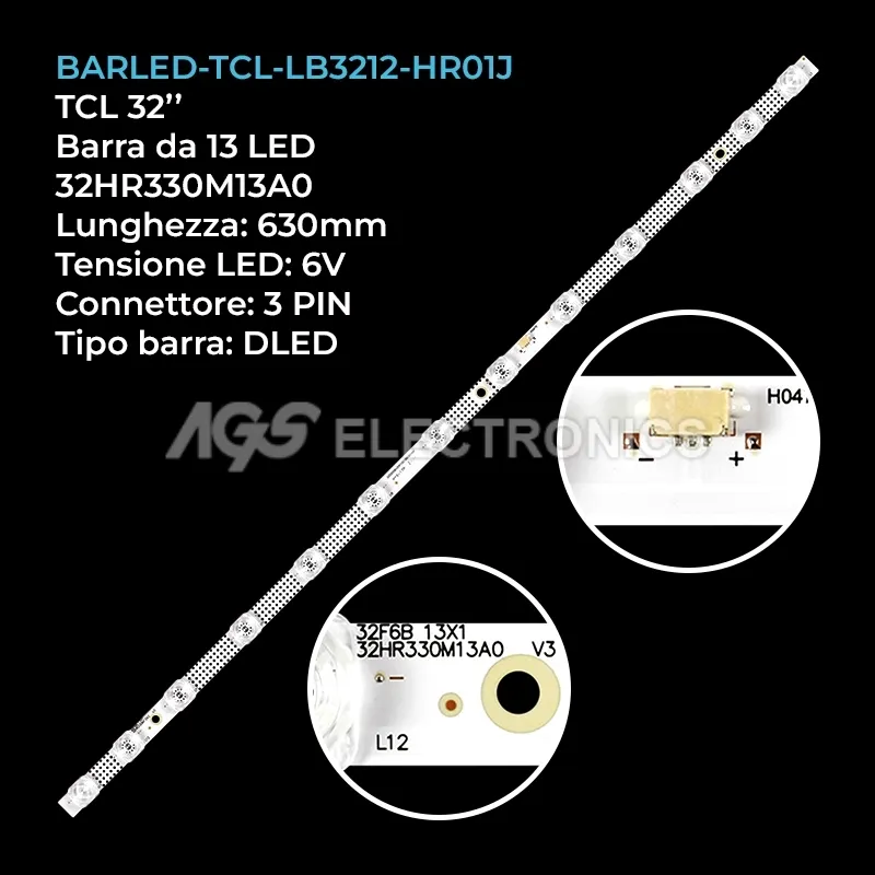 kit 1 barre LED retroilluminazione per TCL 32 pollici modello 32F8H