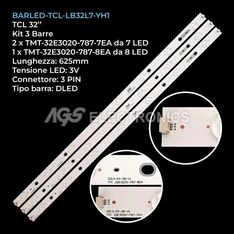 kit 3 barre LED retroilluminazione per Thomson 32 pollici modello 32HU3253C