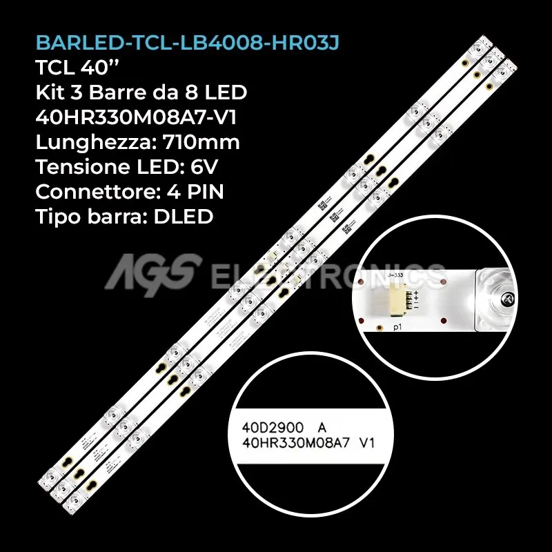kit 3 barre LED retroilluminazione per TCL 40 pollici modello L40S4900