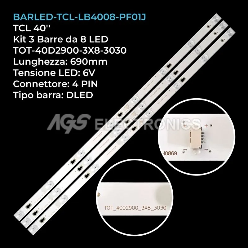 kit 3 barre LED retroilluminazione per TCL 40 pollici modello 40FB5446