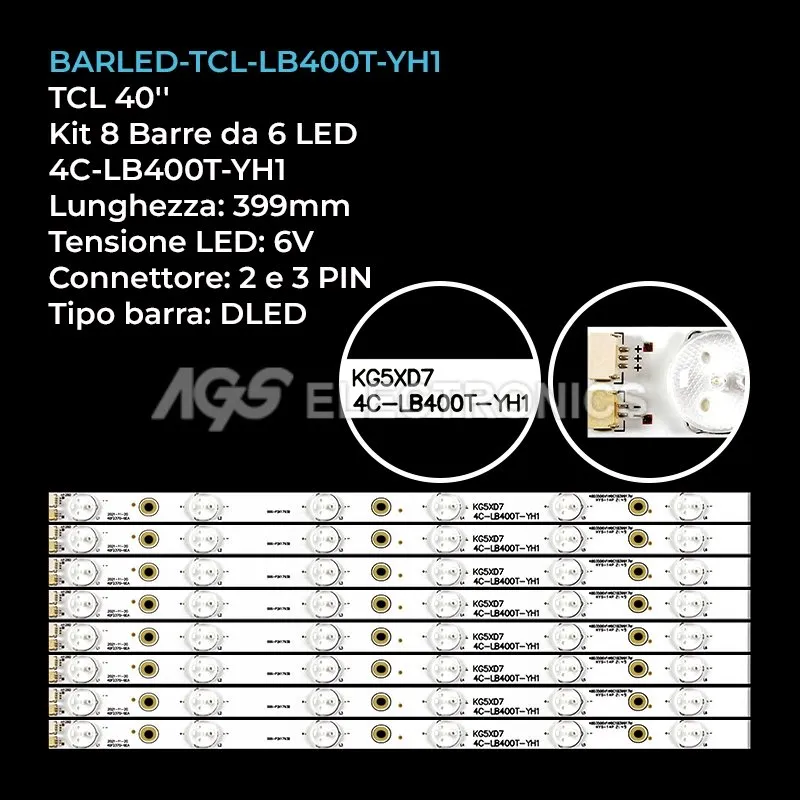kit 8 barre LED retroilluminazione per Thomson 40 pollici modello 40FU3253