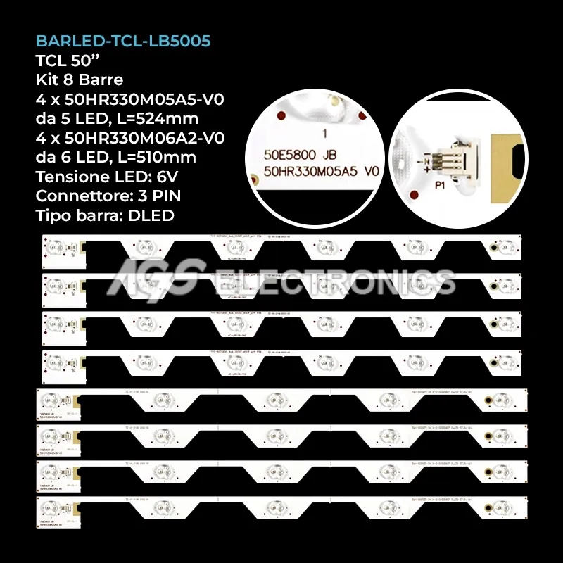 kit 8 barre LED retroilluminazione per Thomson 50 pollici modello 50UD6306