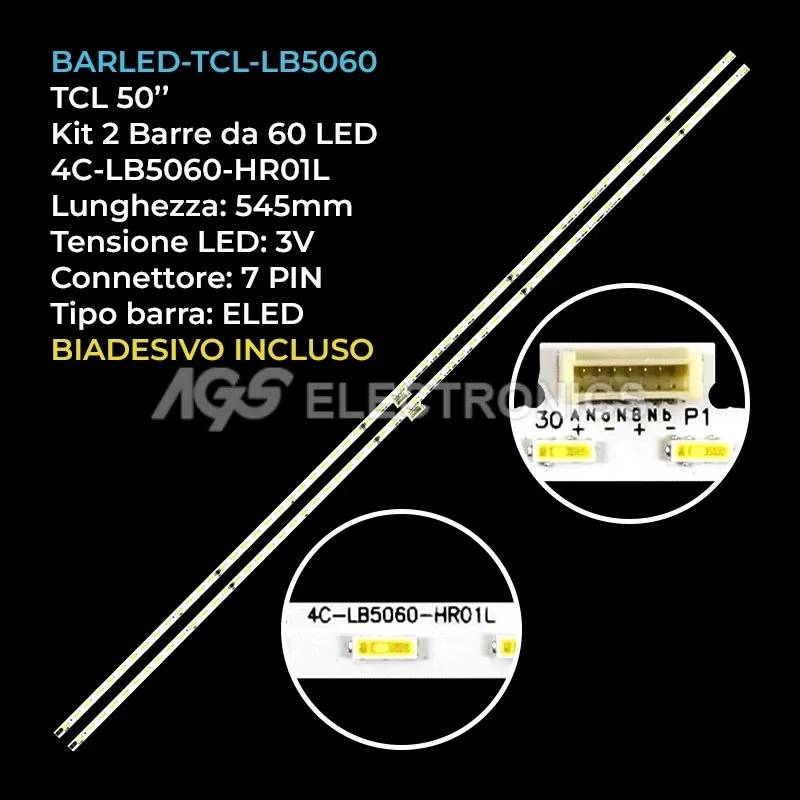 kit 2 barre LED retroilluminazione per TCL 50 pollici modello 50P6
