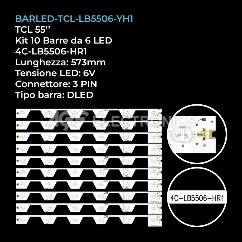 kit 10 barre LED retroilluminazione per TCL 55 pollici modello B55A658U