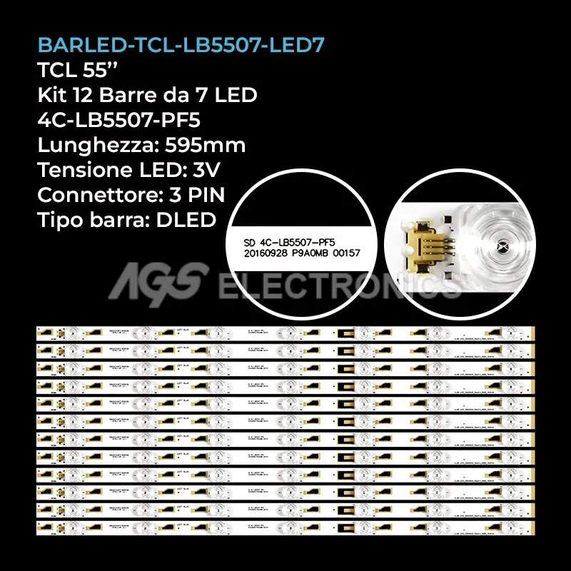 kit 12 barre LED retroilluminazione per Thomson 55 pollici modello 55UA8596