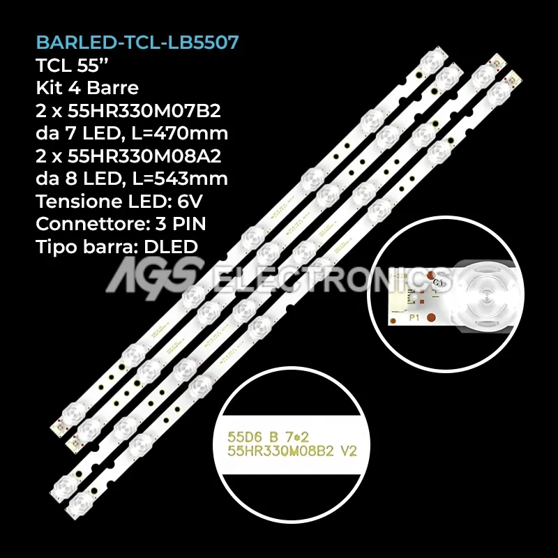kit 4 barre LED retroilluminazione per Thomson 55 pollici modello 55UD6406