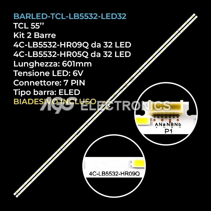 kit 2 barre LED retroilluminazione per Toshiba 55 pollici modello 55U77CMC