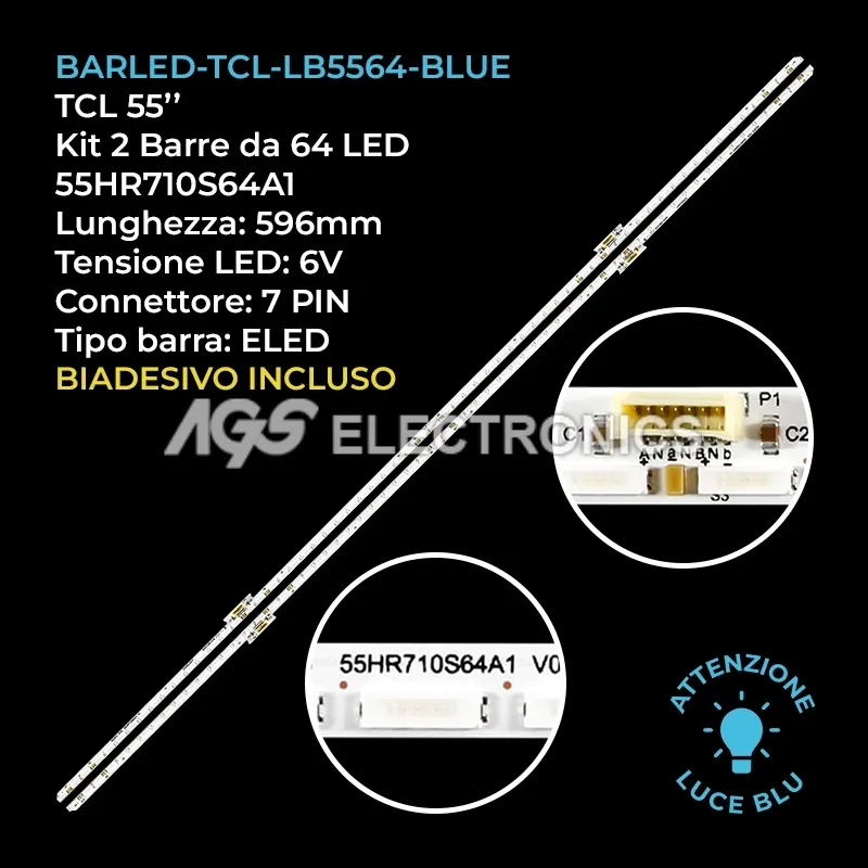 kit 2 barre LED retroilluminazione per TCL 55 pollici modello 55C815