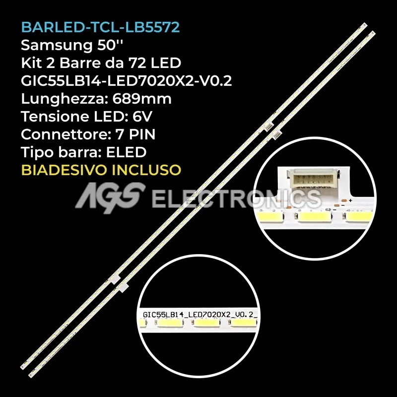 kit 2 barre LED retroilluminazione per Thomson 55 pollici modello 55UZ8766