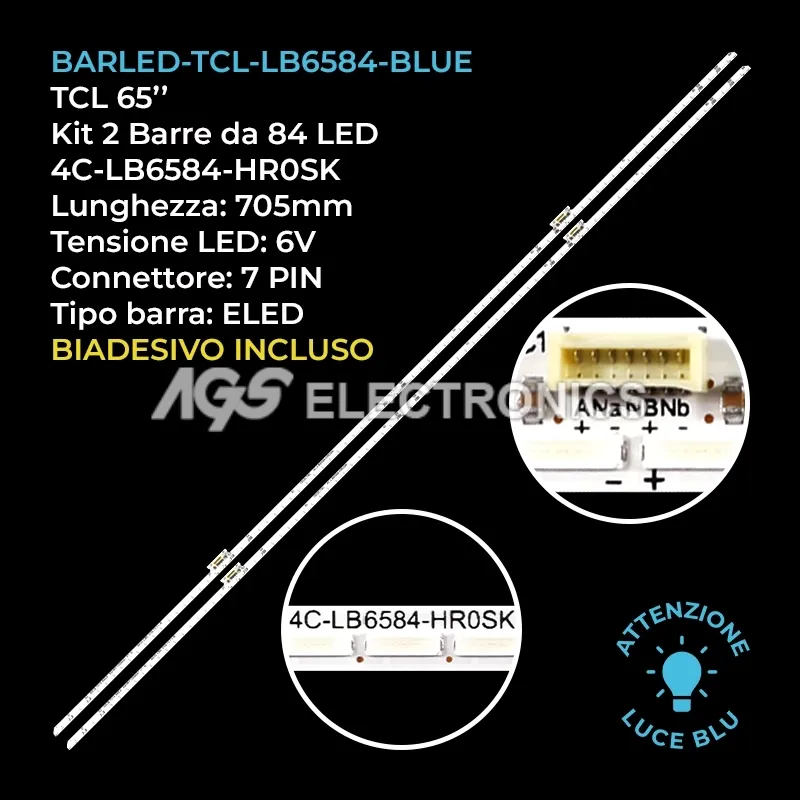 kit 2 barre LED retroilluminazione per TCL 65 pollici modello 65C10