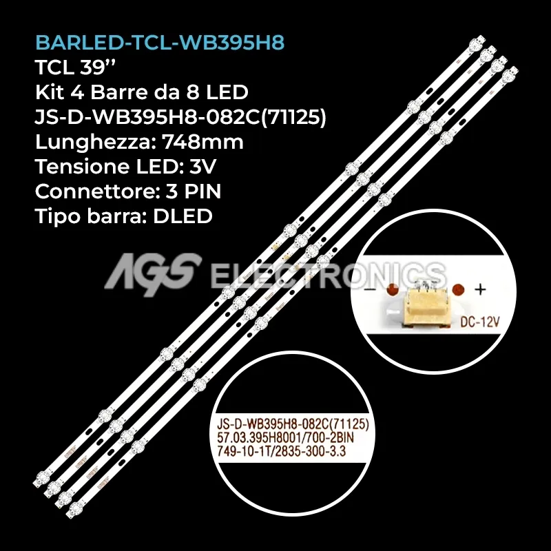 kit 4 barre LED retroilluminazione per TCL 39 pollici modello 40LES76T2