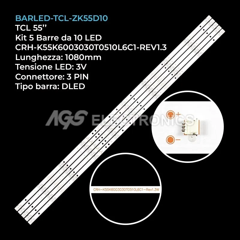 kit 5 barre LED retroilluminazione per TCL 55 pollici modello CN55XB751