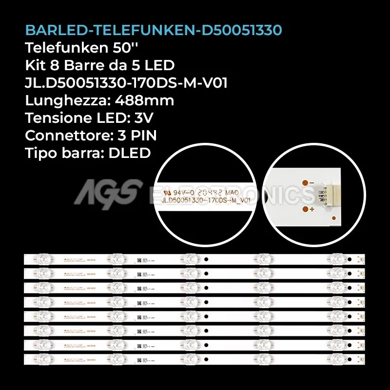 kit 8 barre LED retroilluminazione per TD-System 50 pollici modello K50DL8FS