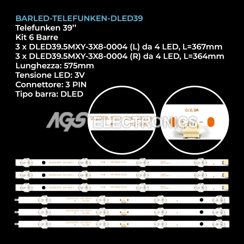 kit 6 barre LED retroilluminazione per Innolux 39 pollici modello V400HJ6PE1