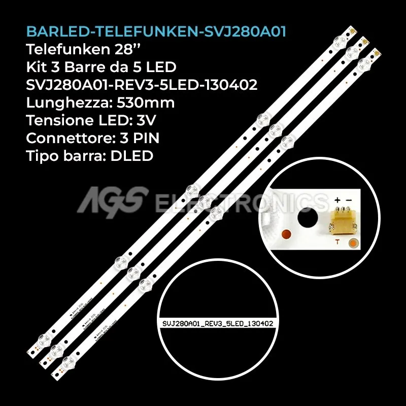 kit 3 barre LED retroilluminazione per United 28 pollici modello LED28X16