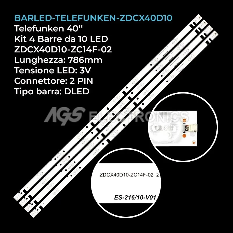 kit 4 barre LED retroilluminazione per Jvc 40 pollici modello LT40E560