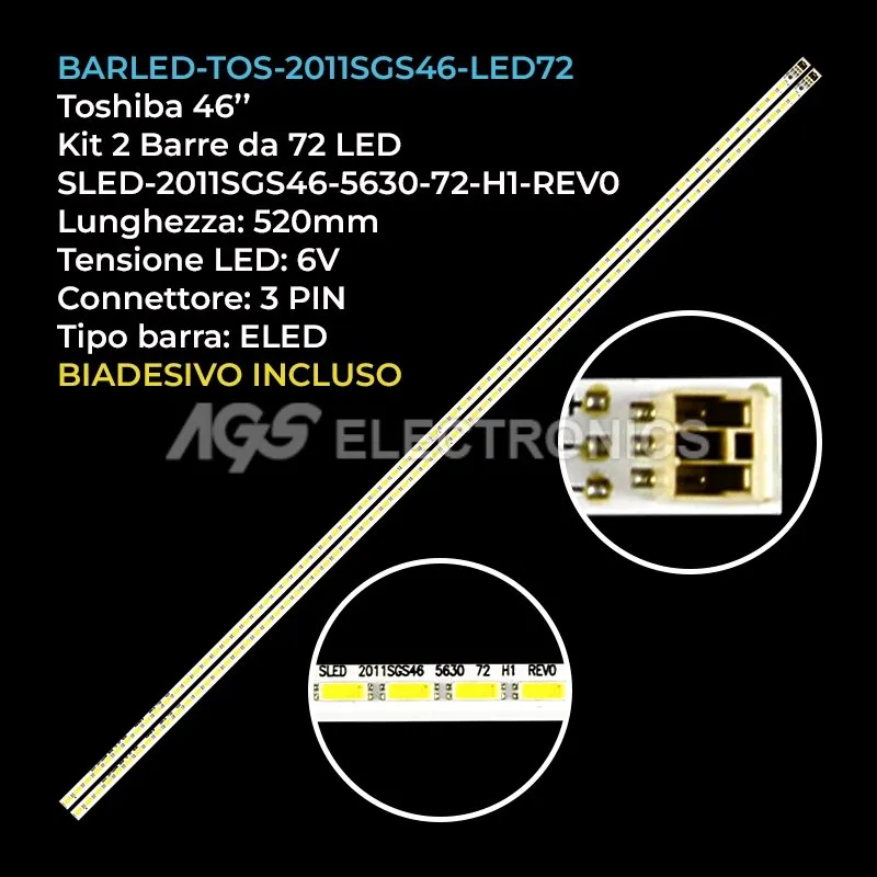 kit 2 barre LED retroilluminazione per Samsung 46 pollici pannello LTA460HM06C04