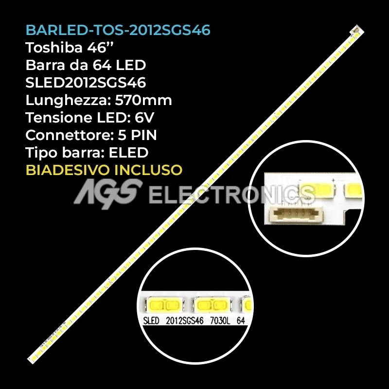 kit 1 barre LED retroilluminazione per Toshiba 40 pollici modello 46TL963G