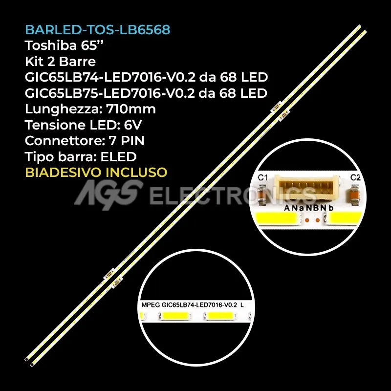 kit 3 barre LED retroilluminazione per TCL 65 pollici modello LED65EC780X1