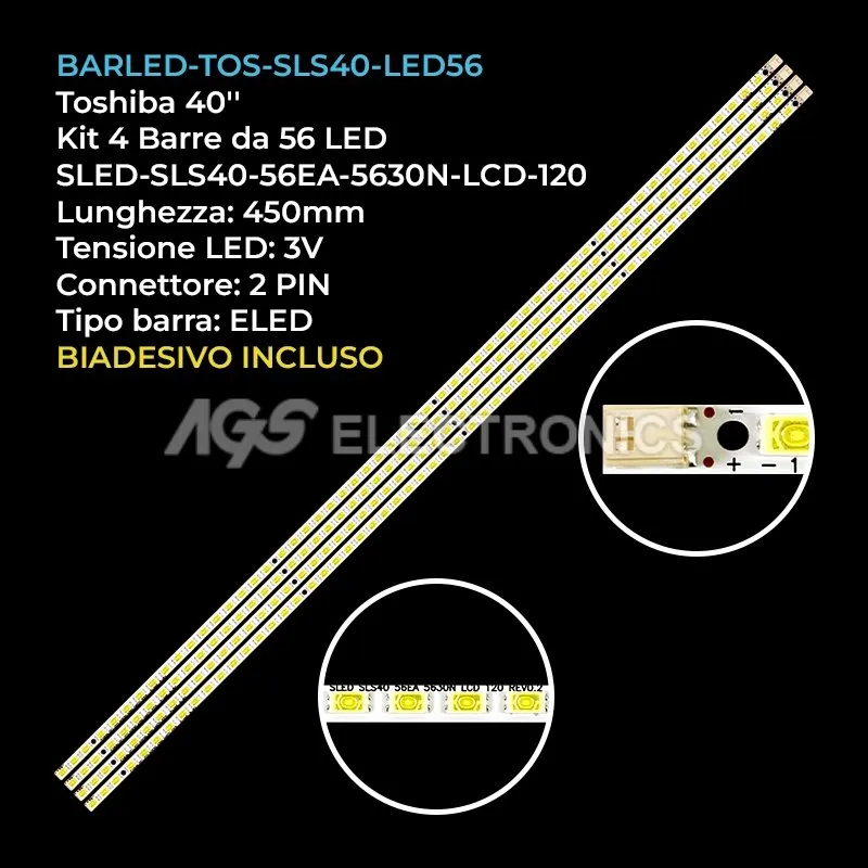 kit 4 barre LED retroilluminazione per Philips 40 pollici modello 40PFL7705