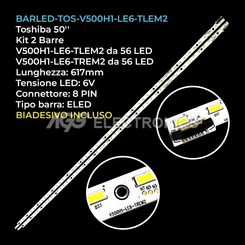kit 2 barre LED retroilluminazione per JMB 50 pollici modello 50204I