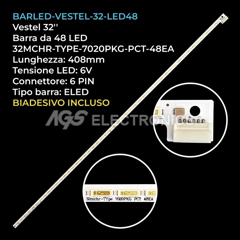 kit 1 barre LED retroilluminazione per Vestel 32 pollici pannello VES315WNVL2DS01