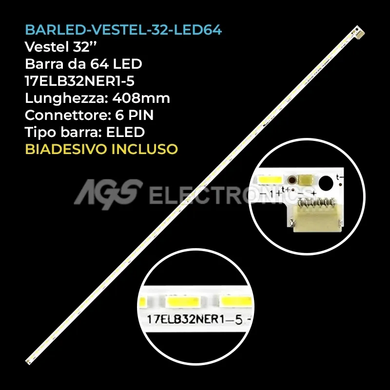kit 1 barre LED retroilluminazione per Techwood 32 pollici modello LE32S278F