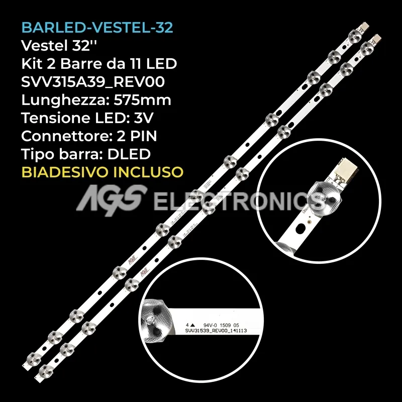 kit 2 barre LED retroilluminazione per Saba 32 pollici modello LE32PV17