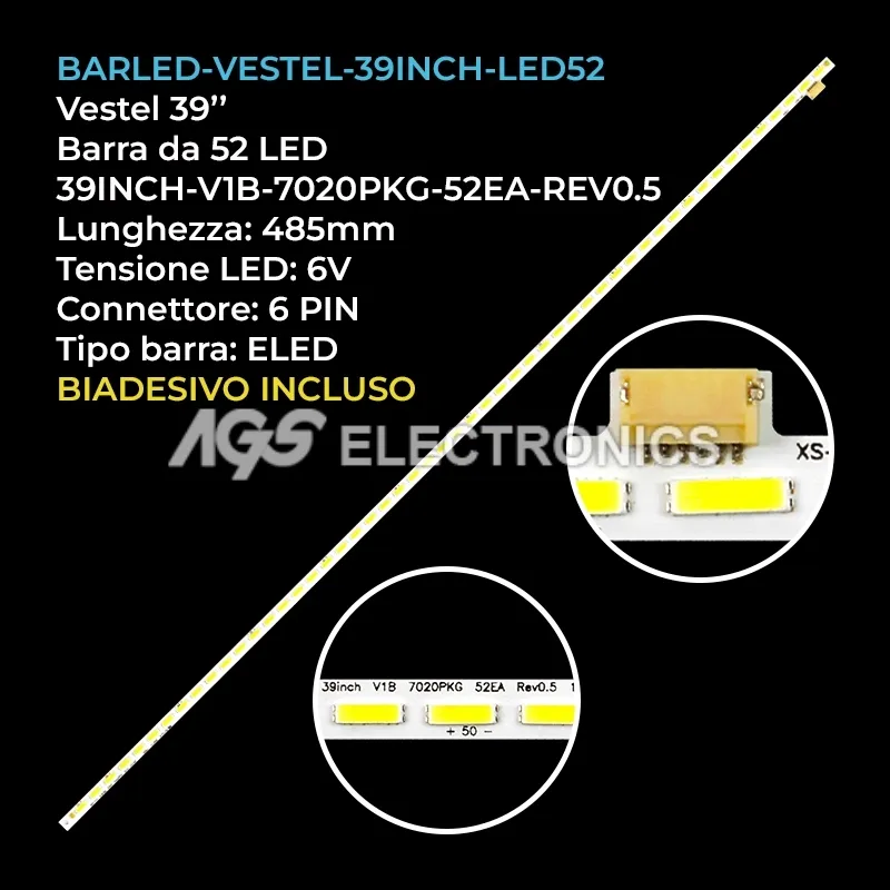 kit 1 barre LED retroilluminazione per Vestel 39 pollici modello 39PF5065