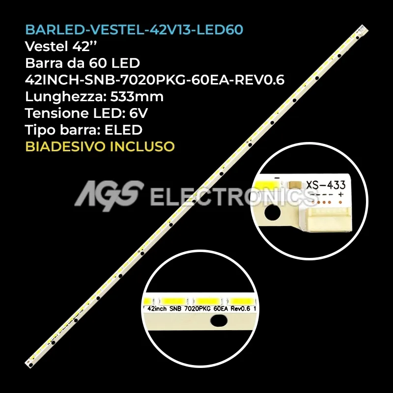 kit 1 barre LED retroilluminazione per Regal 42 pollici modello LE42F8445S
