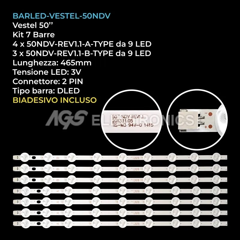 kit 7 barre LED retroilluminazione per Techwood 50 pollici modello 50A02B