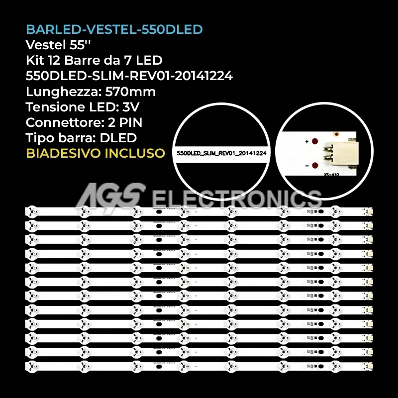 kit 12 barre LED retroilluminazione per Bush 55 pollici modello LED55304UHDT2