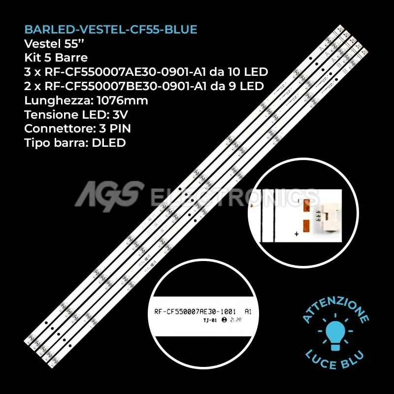 kit 5 barre LED retroilluminazione per Luxor 55 pollici modello QLED55OD700