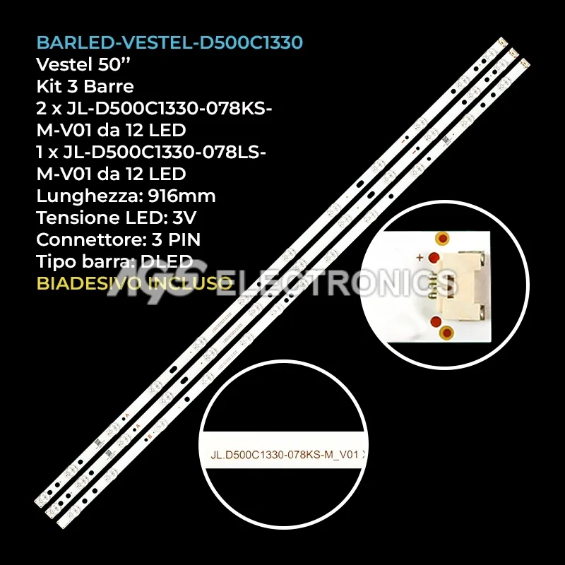 kit 3 barre LED retroilluminazione per Jvc 50 pollici modello LT50CF890C