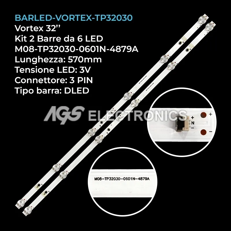 kit 2 barre LED retroilluminazione per Vortex 32 pollici modello 32TPHDE1S