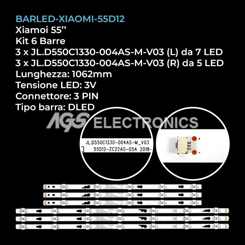 kit 6 barre LED retroilluminazione per Hitachi 55 pollici modello 55R82
