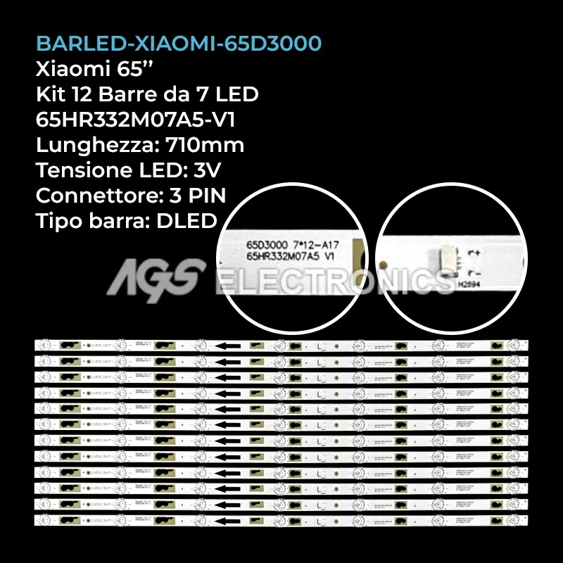 kit 12 barre LED retroilluminazione per Xiaomi 65 pollici modello ST6451D02A