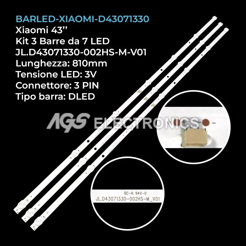 kit 3 barre LED retroilluminazione per Xiaomi 43 pollici modello L43M7EA