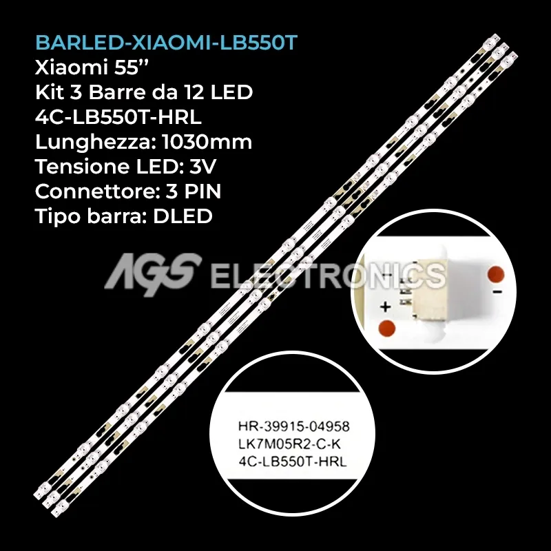 kit 3 barre LED retroilluminazione per Xiaomi 55 pollici modello L55M5EC