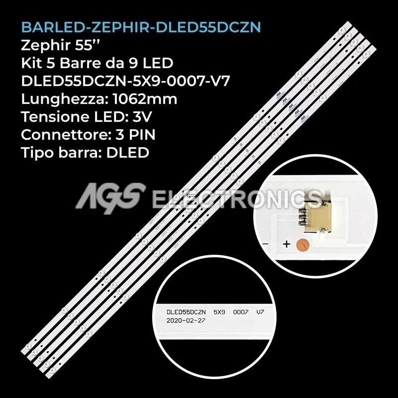kit 5 barre LED retroilluminazione per Zephir 55 pollici modello THS55UHD