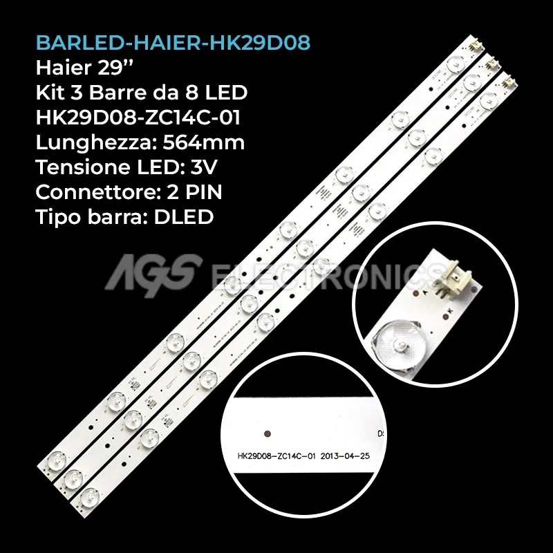 kit 3 barre LED retroilluminazione per Akai 29 pollici modello AKTV291T