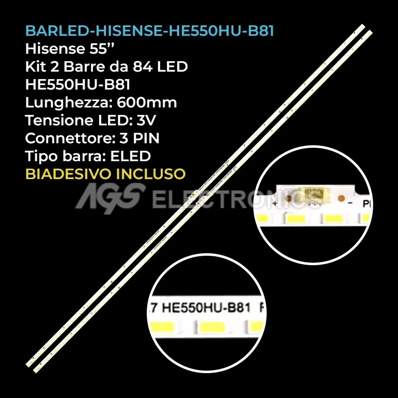 kit 2 barre LED retroilluminazione per Sharp 55 pollici modello LC55N7000U