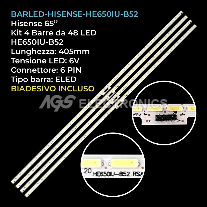 kit 4 barre LED retroilluminazione per Hisense 65 pollici modello H65M7000