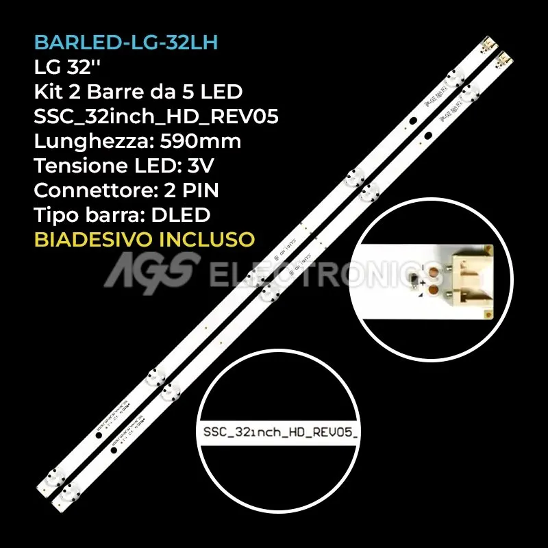 kit 2 barre LED retroilluminazione per LG 32 pollici modello 32LH564ATB