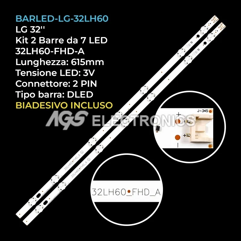 kit 2 barre LED retroilluminazione per LG 32 pollici modello 32LH604Z