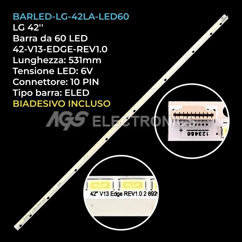 kit 1 barre LED retroilluminazione per LG 42 pollici modello 42LM620TZE
